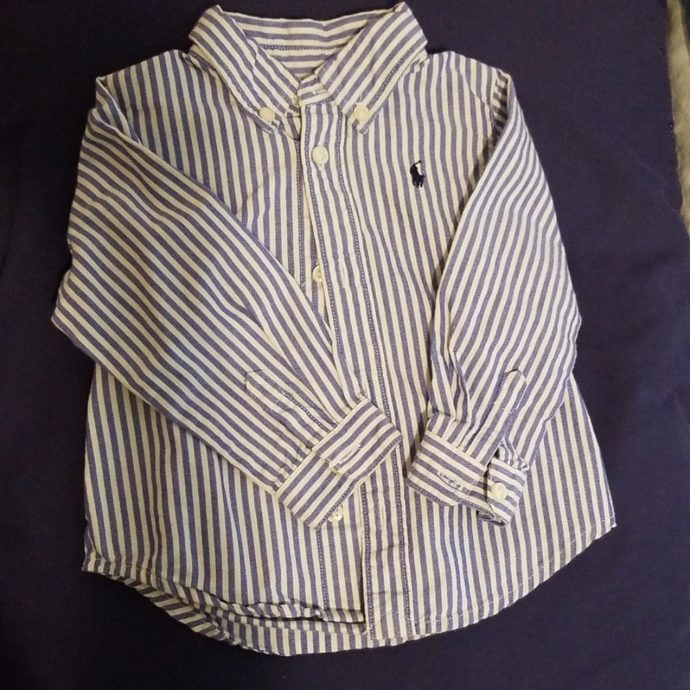 Ralph Lauren blue and white button up 9 month
